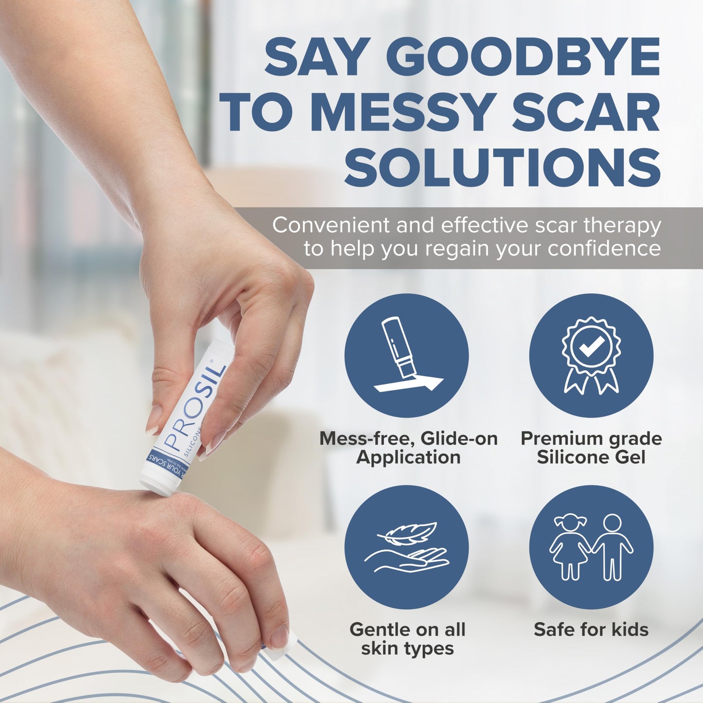 BIODERMIS ProSIL Silicone Scar Stick – Non-Invasive Scar Gel for Surgical, Acne & Burn Scars (17g)