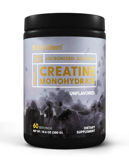 BioEmblem Creatine Monohydrate Powder – 5000mg per Serving, Micronized & Unflavored (60 Servings)