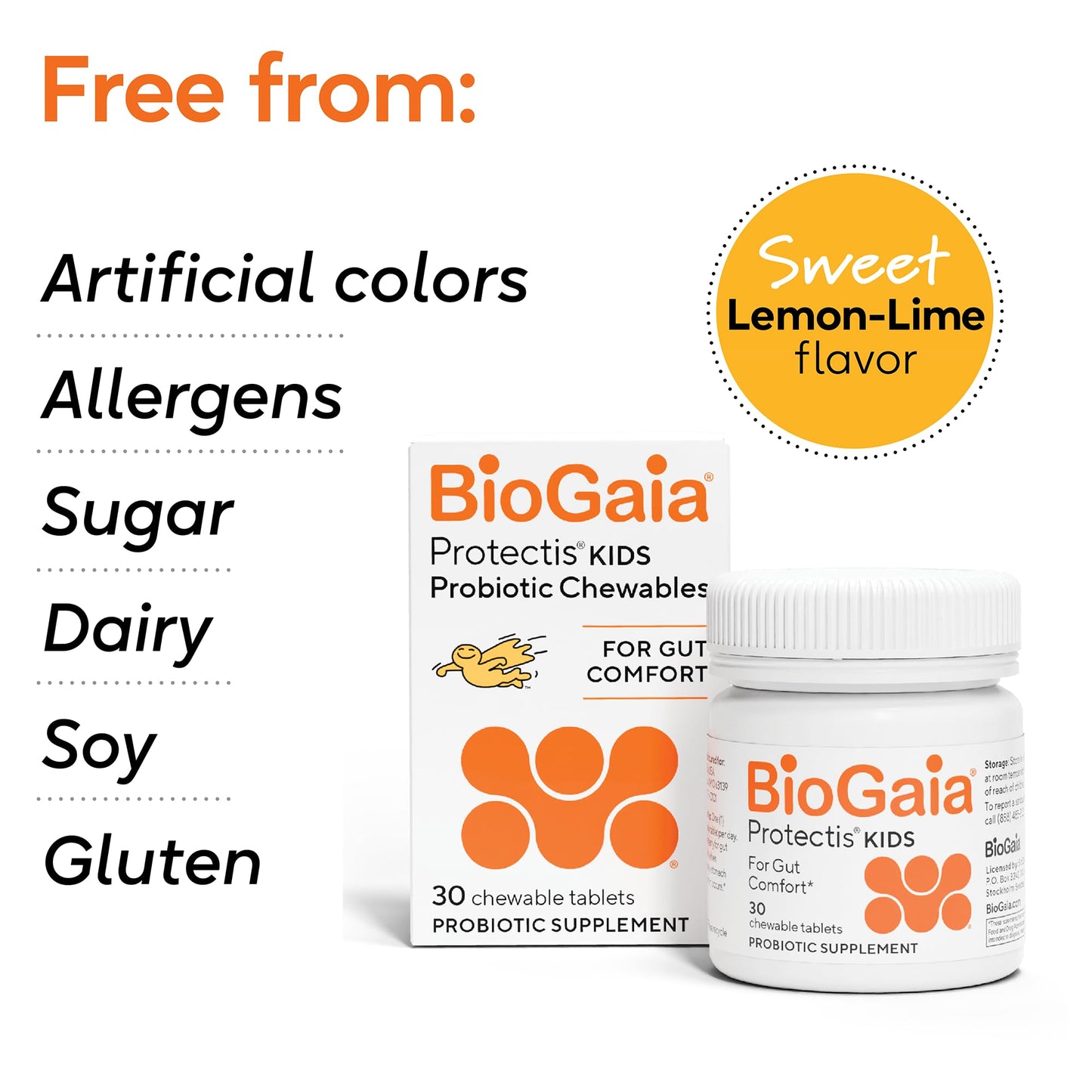 BioGaia Kids Probiotic Chewables | Gentle Digestive Support for Ages 3+ | 90 Day Supply