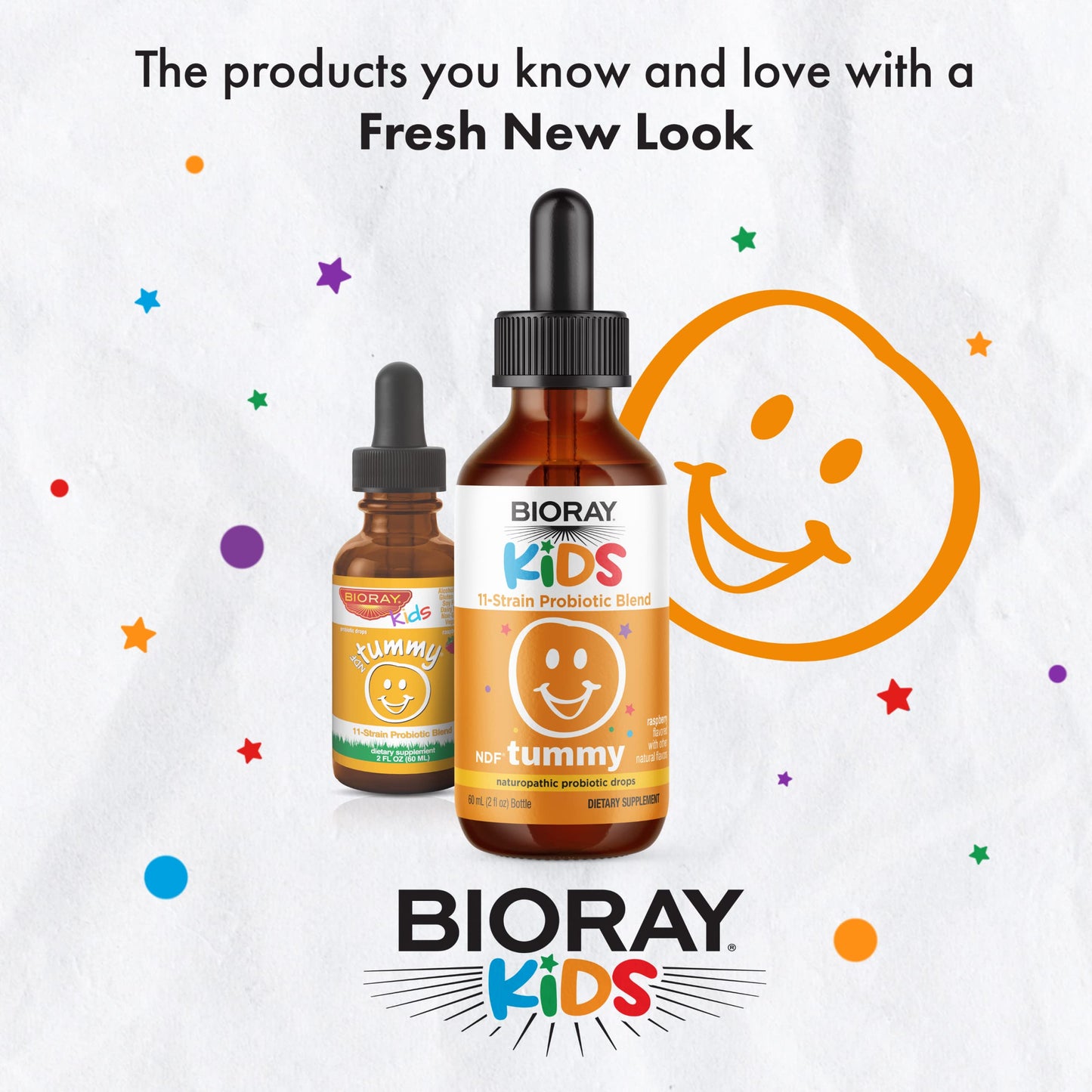 BIORAY Kids NDF Tummy Raspberry – 11-Strain Probiotic, 2 oz, Vegan, Gluten Free