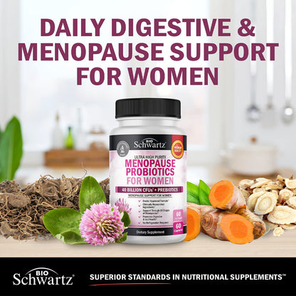 BioSchwartz Menopause Probiotics – 40B CFU, 60 Capsules, Non-GMO | Supports Balance & Comfort