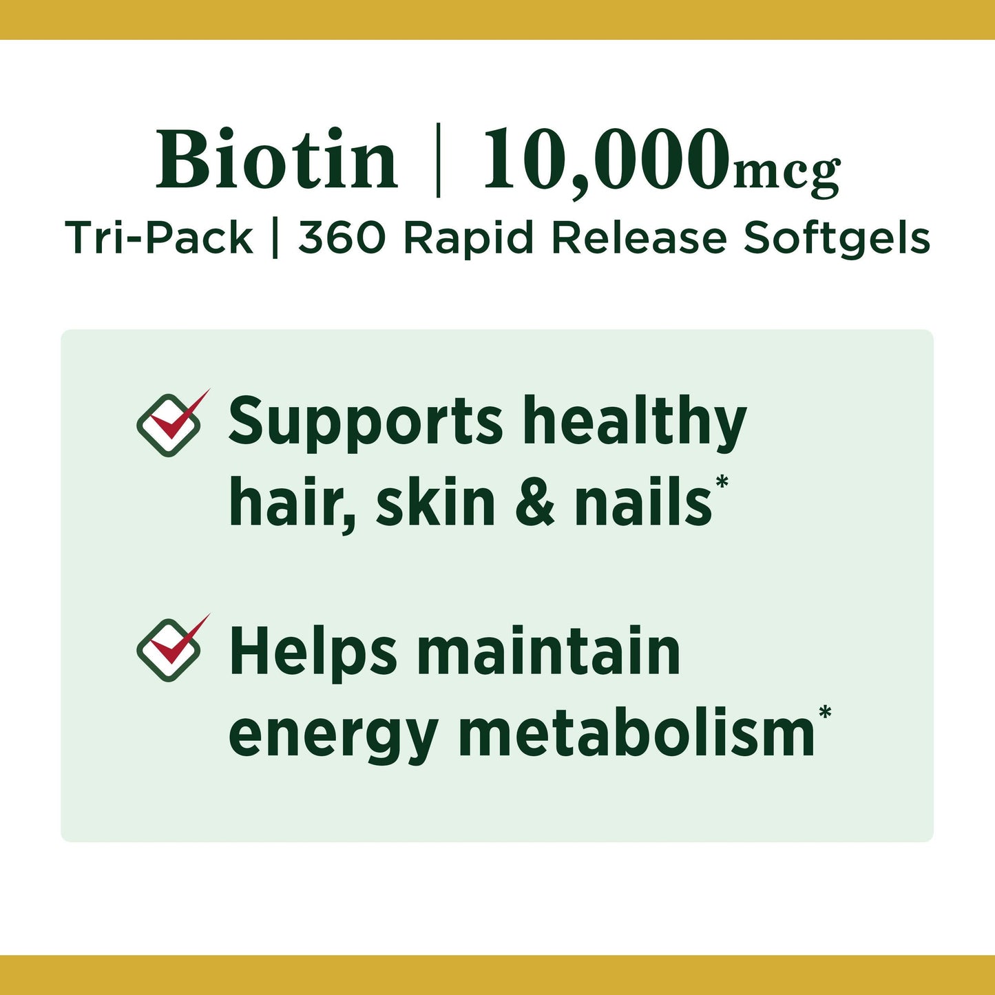 Nature's Bounty Biotin 10,000 mcg – Hair, Skin & Nails – Pack of 3, 120 Count