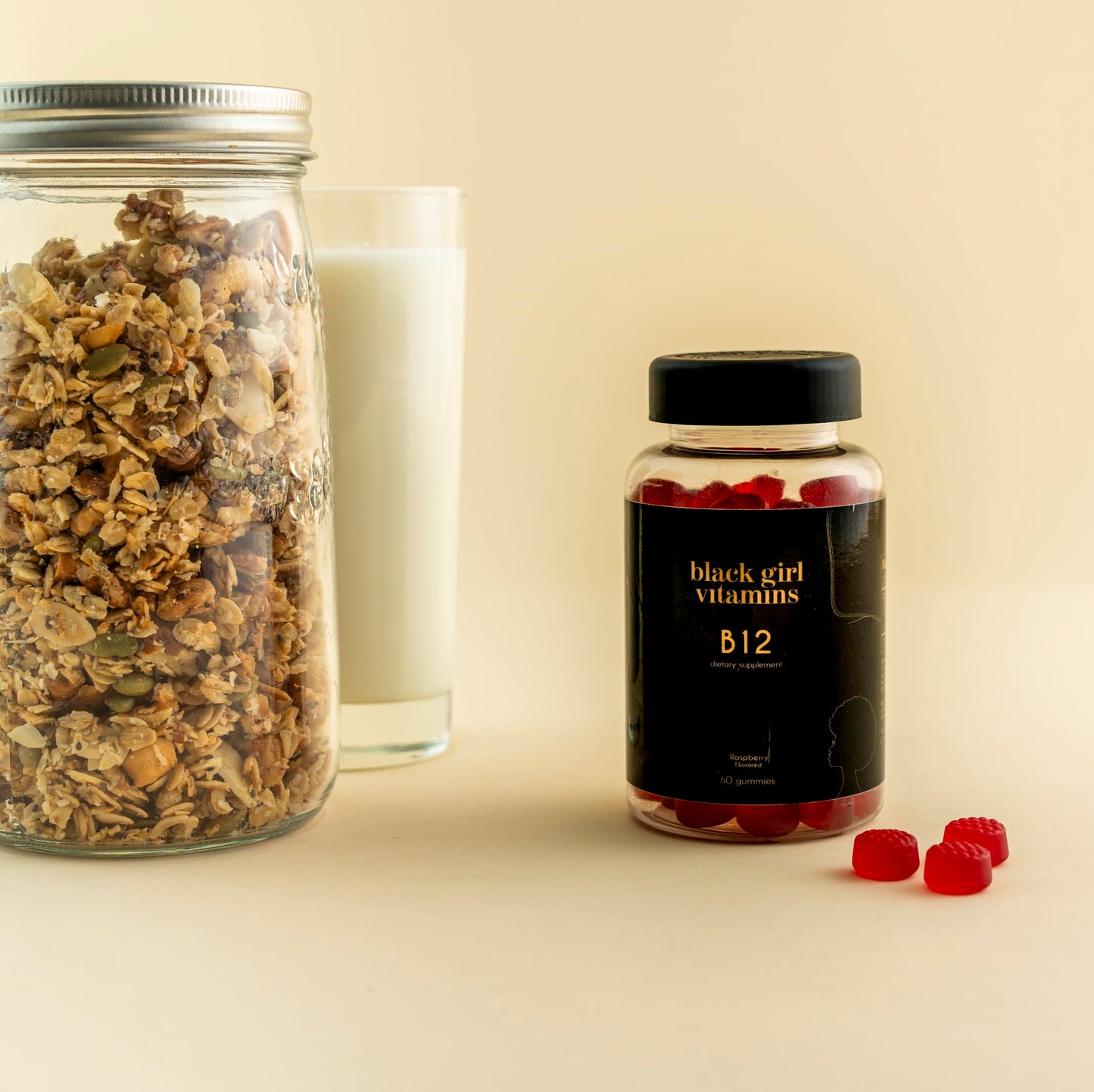 Black Girl Vitamins B12 Gummies 1000 mcg (Cyancobalamin) | Halal, Gluten-Free - 60ct