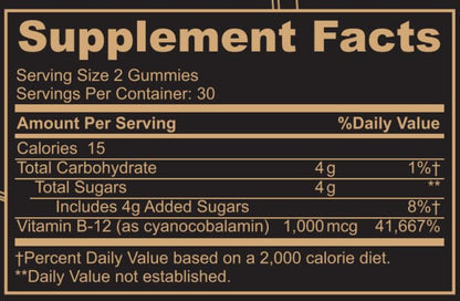 Black Girl Vitamins B12 Gummies 1000 mcg (Cyancobalamin) | Halal, Gluten-Free - 60ct
