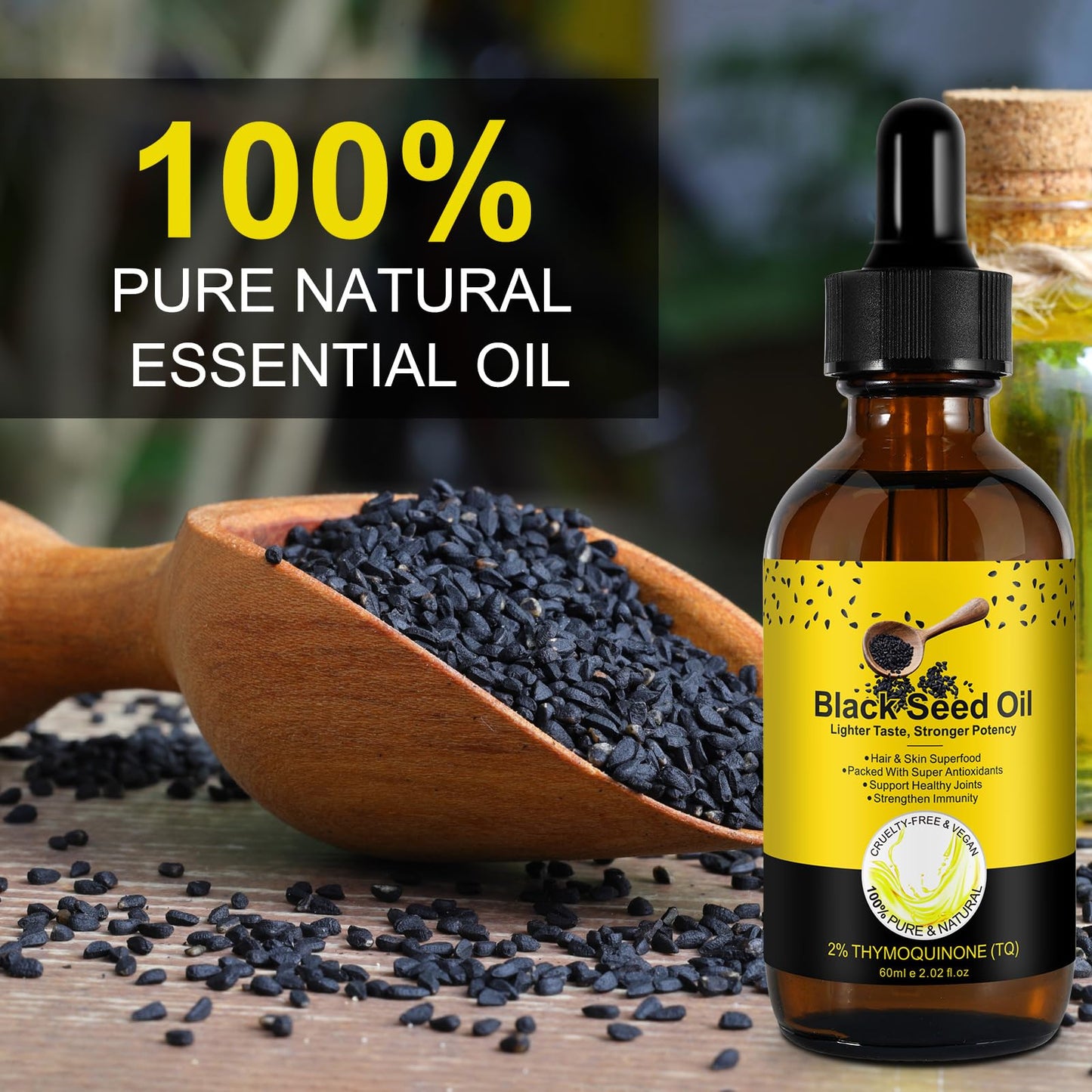 Black Seed Oil Organic Cold Pressed - 100% Pure Cumin Seed Oil for Hair & Skin