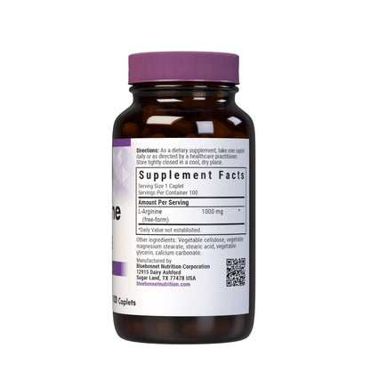Bluebonnet L-Arginine 1000 mg Vitamin Capsules – 100 Count