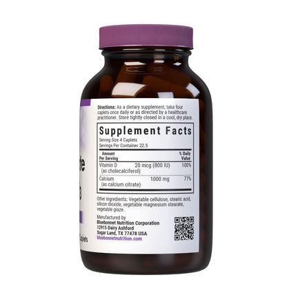 Bluebonnet Calcium Citrate & Vitamin D3 Caplets – Bone Health, Non-GMO, Kosher Parve, Gluten-Free, Soy-Free | 90 Caplets, 22.5 Servings