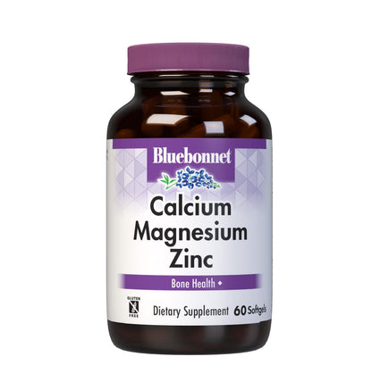 Bluebonnet Calcium Magnesium Zinc + Vitamin D3 Softgels, 60 Softgels, Gluten-Free