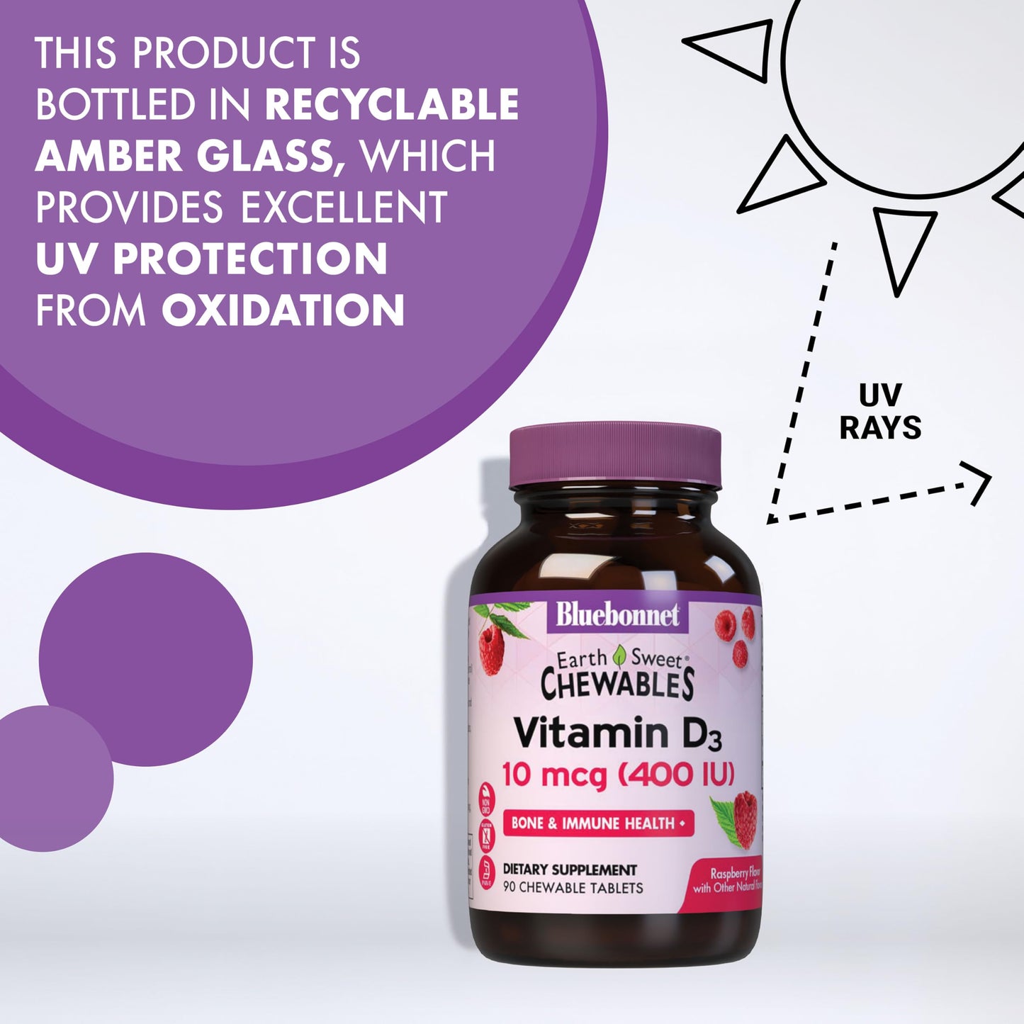 Bluebonnet Nutrition EarthSweet Vitamin D3 400 IU - 90 Chewables | Bone & Immune Support