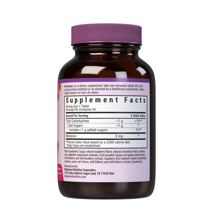 Bluebonnet EarthSweet Melatonin 5 mg Chewables - Raspberry, Gluten-Free & Vegan | 60 Tablets