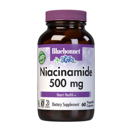 Bluebonnet Niacinamide 500mg – Heart Health Support, Vegan, Gluten-Free
