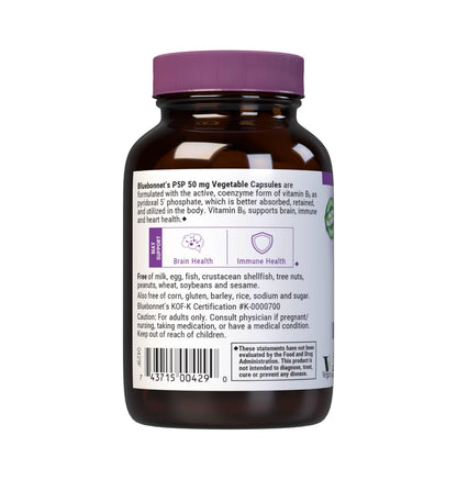 Bluebonnet Nutrition CellularActive P-5-P 50mg – 90 Vegetarian Capsules | Vitamin B6 (Pyridoxal-5-Phosphate)