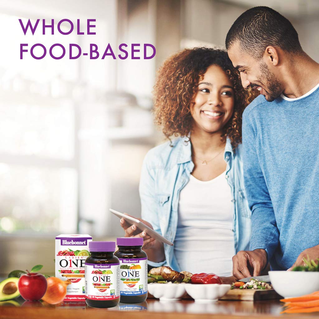 Bluebonnet Nutrition Ladies One Organic Vegetable Capsule – Whole Food Multivitamin with K2, 30 Count
