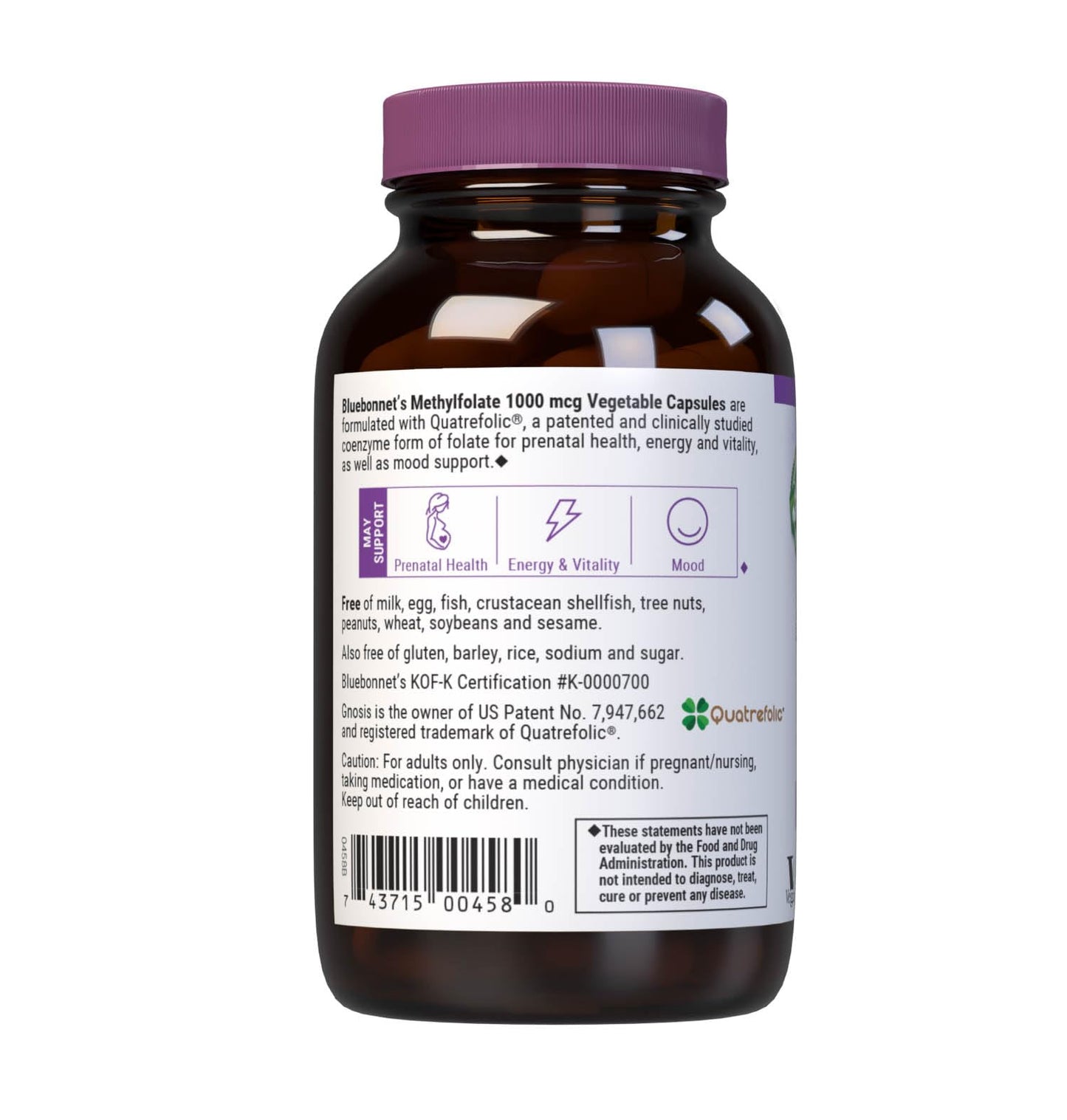 BlueBonnet Nutrition Methylfolate 1000 mcg – Energy, Mood & Prenatal Health | Vegan, Non-GMO, Gluten-Free