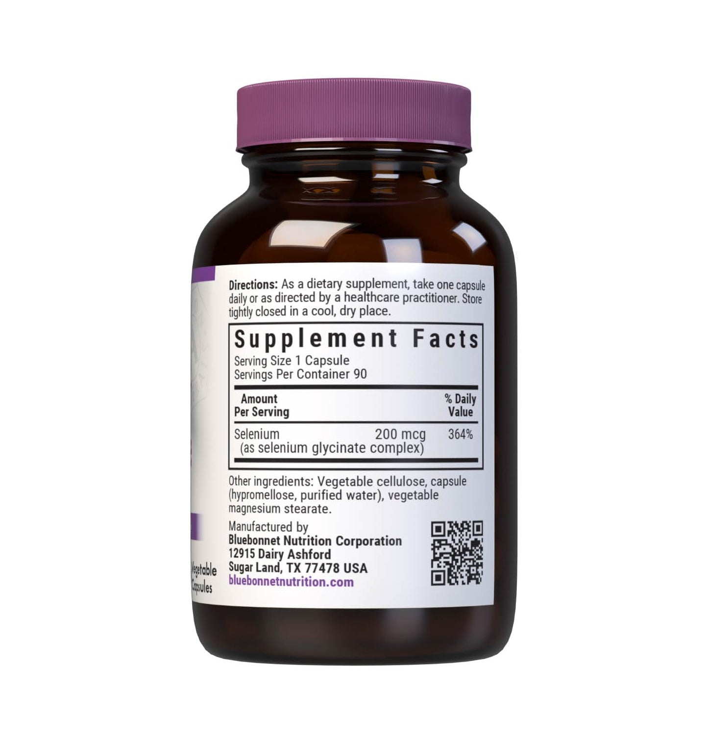 Bluebonnet Selenium Glycinate 200 mcg | Immune & Thyroid Health - 90 Veg Capsules | Soy-Free, Gluten-Free, Non-GMO, Kosher, Dairy-Free, Vegan