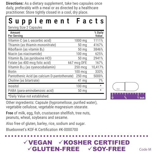 BlueBonnet Stress B-Complex for Women & Men – Vegan & Gluten-Free
