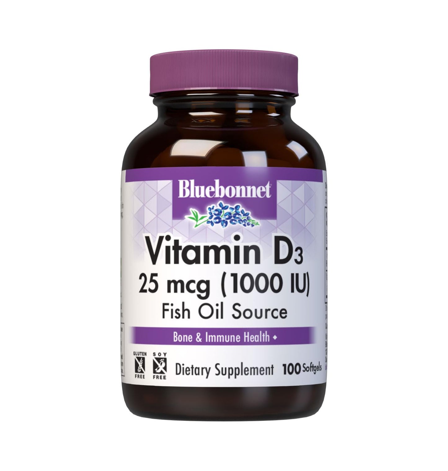 Bluebonnet Nutrition Vitamin D3 1000 IU Softgels – Supports Strong Bones & Immune Function | Non-GMO, Gluten Free, Soy Free, Dairy Free