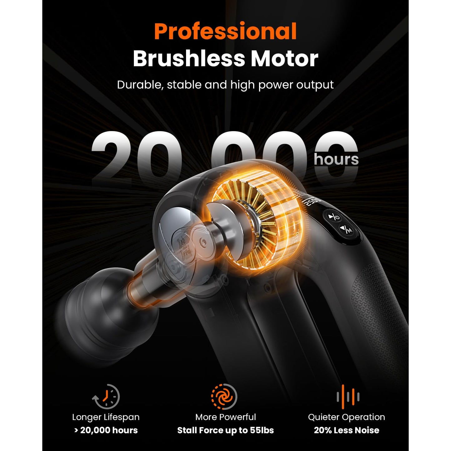 BOB AND BRAD D5 Pro Plus Massage Gun with Heat — 13mm Deep Tissue, 55 lbs Stall, 4h Battery, FSA/HSA Eligible