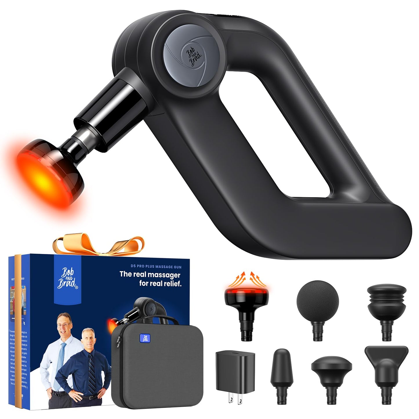BOB AND BRAD D5 Pro Plus Massage Gun with Heat — 13mm Deep Tissue, 55 lbs Stall, 4h Battery, FSA/HSA Eligible