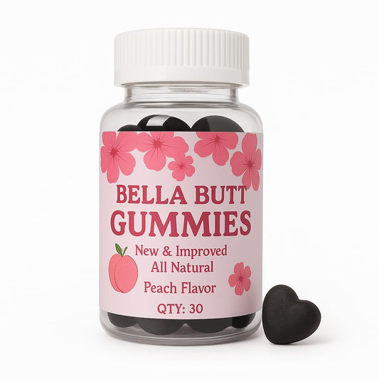 Bodied by Bella Butt Gummies – Natural Booty Gummies, Plant-Based Butt Enhancer (30 Ct) Peach Shake