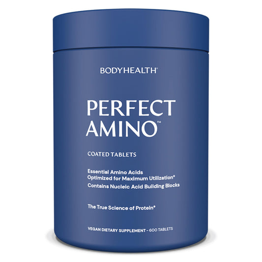 BodyHealth PerfectAmino (600 ct) – Easy-to-Swallow Vegan Amino Tablets for Muscle Recovery & Strength