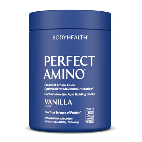 BodyHealth PerfectAmino Powder – NSF Certified BCAA & EAA for Pre & Post Workout | Vanilla, 66 Servings