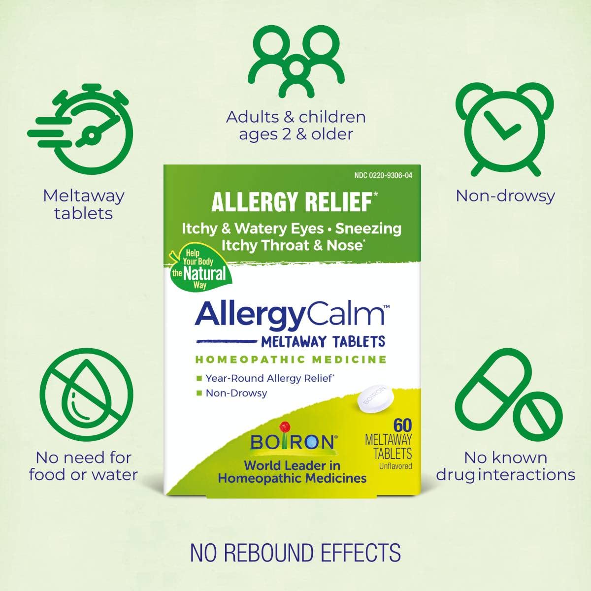 Boiron AllergyCalm Tablets — Targeted Relief for Allergy & Hay Fever (120 Count)