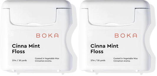 Boka Cinna Mint Woven Dental Floss - Natural Vegetable Wax, 30 Yards (Pack of 2)