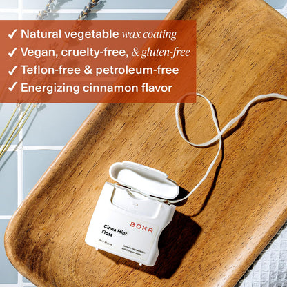 Boka Cinna Mint Woven Dental Floss – Natural Vegetable Wax, Teflon-Free, 30 Yards (Pack of 1)