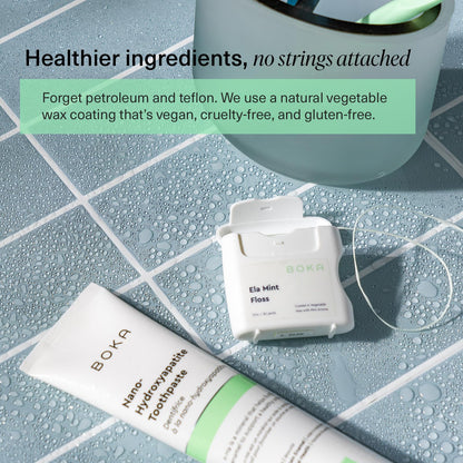 Boka Ela Mint Expandable Woven Dental Floss – Plant-Based Wax, Teflon-Free | 30 Yards