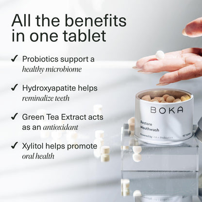 Boka Travel Size Mouthwash Tablets | Hydroxyapatite, Fluoride-Free, Alcohol-Free, Mint (Pack of 2, 90 Pcs)