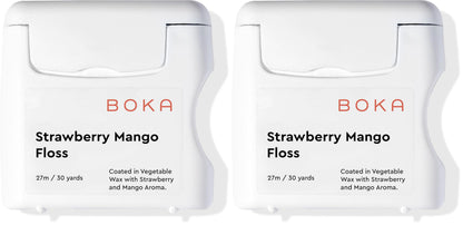 Boka Strawberry Mango Woven Dental Floss – Natural Vegetable Wax, Teflon-Free, 30 Yards (Pack of 2)