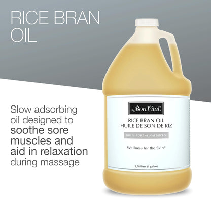 Bon Vital' Rice Bran Oil | 100% Pure Cold-Pressed Carrier Oil for Massage & Skin | 1 Gallon