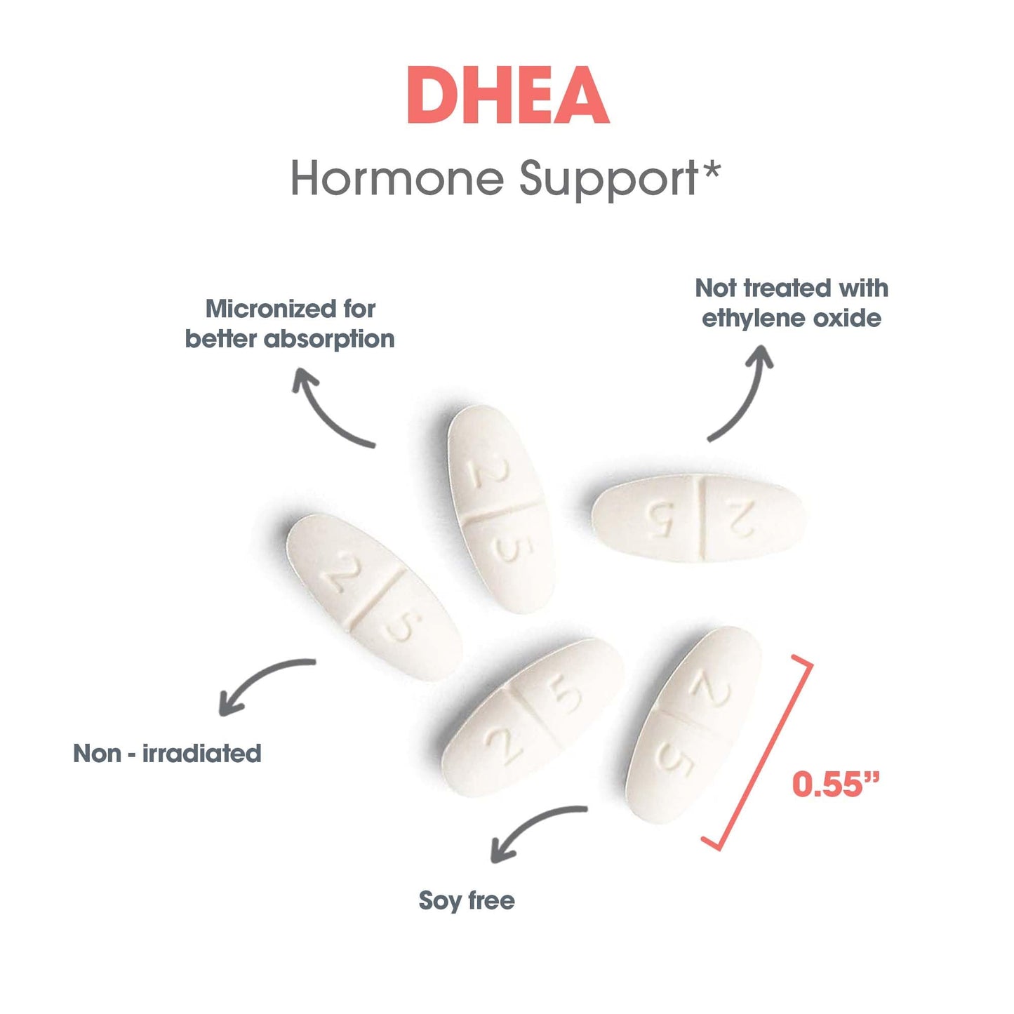 DHEA 25mg Supplement – Allergy Research Group | Hormone Support, Hypoallergenic, Soy-Free (60 Count)