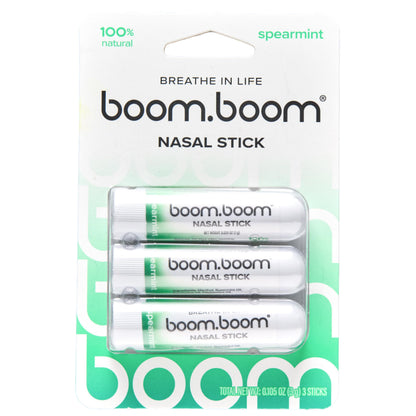 BoomBoom Nasal Stick with Vapor Flow Technology - Spearmint Inhaler for Fresh Breathing
