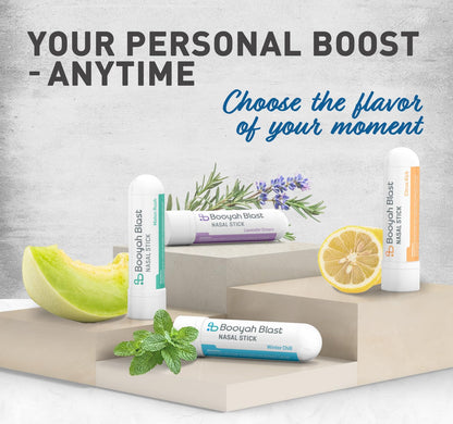BOOYAH BLAST Nasal Sticks 4-Pack: Winter Chill, Melon Rush, Citrus Kick, Lavender Dream