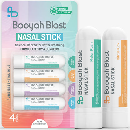 BOOYAH BLAST Nasal Sticks 4-Pack: Winter Chill, Melon Rush, Citrus Kick, Lavender Dream