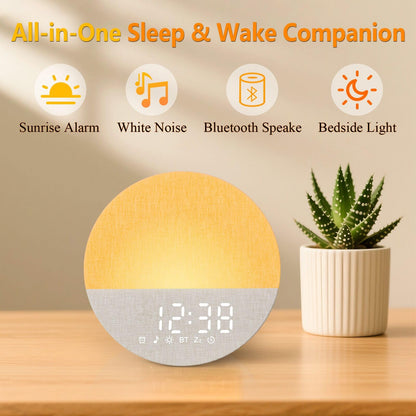 BOTDOYS Sunrise Alarm Clock for Heavy Sleepers | Gradual Sunrise, 30 Sleep Sounds, Bluetooth, Gray