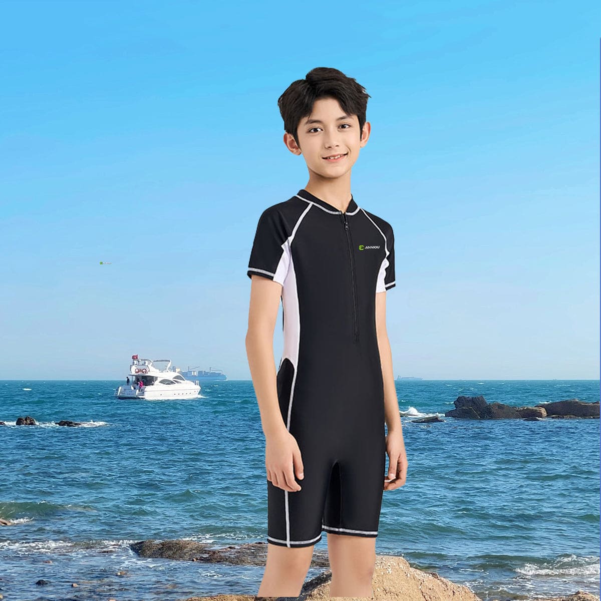 Boy's UPF 50+ One Piece Swimsuit