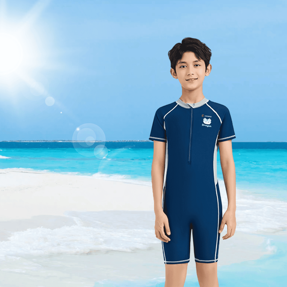 Boys' UPF 50+ Rash Guard Swimsuit