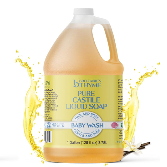 Brittanie's Pure Organic Castile Soap Refill - Olive Oil Castile (1 Gallon, Baby) | Vegan & Gluten Free Non-GMO