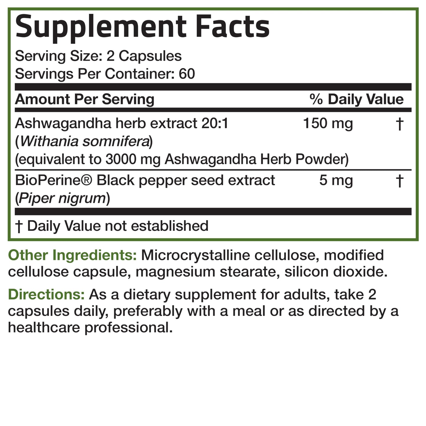 Bronson Ashwagandha Extra Strength – Stress & Mood Support with BioPerine, 120 Vegetarian Capsules
