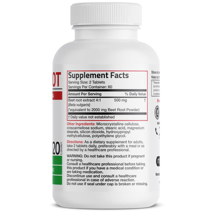 Bronson Beet Root Extra Strength – Non-GMO, 120 Vegetarian Tablets | Bronson Vitamins