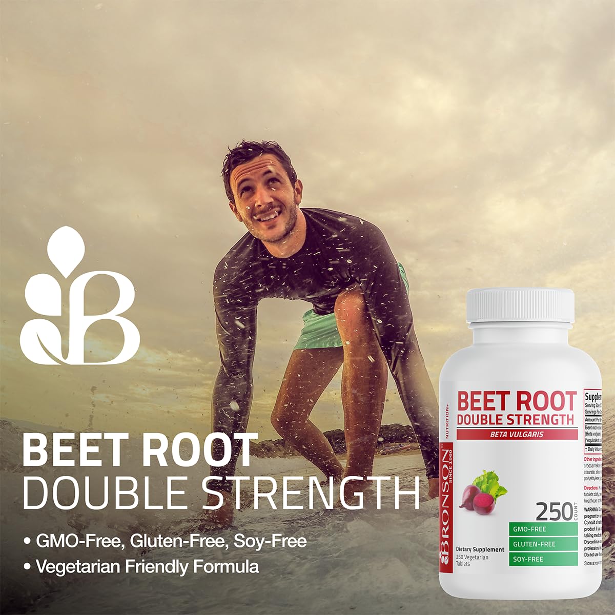 Bronson Beet Root Double Strength - Non-GMO, 120 Vegetarian Tablets