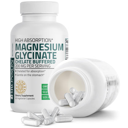 Bronson Magnesium Glycinate 200 mg Chelated, High Absorption
