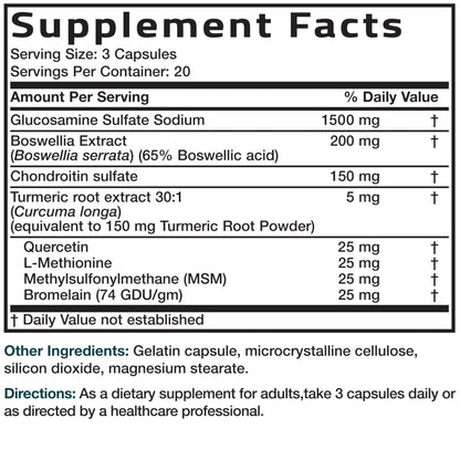 Bronson Glucosamine Chondroitin Turmeric & MSM – Advanced Joint & Cartilage Formula | Non-GMO, 60 Capsules