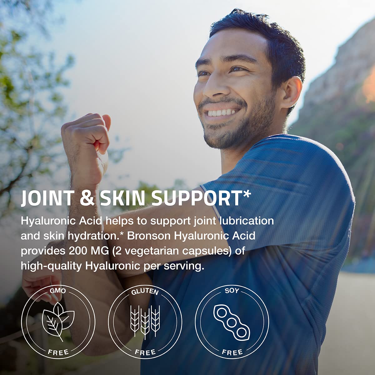 Bronson Hyaluronic Acid 200 mg – High Potency Joint & Skin Support | Non-GMO | 200 Vegetarian Capsules