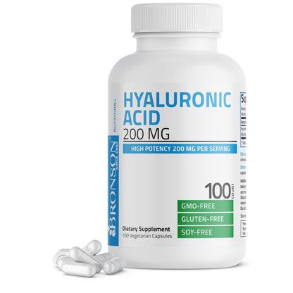 Bronson Hyaluronic Acid 200 MG – Joint Health & Skin Support | Non-GMO, 100 Vegetarian Capsules