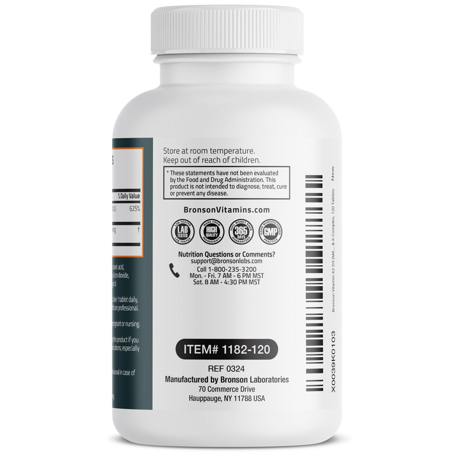 Bronson Vitamin K2 D3 (MK-7) Supplement – Non-GMO, 120 Tablets