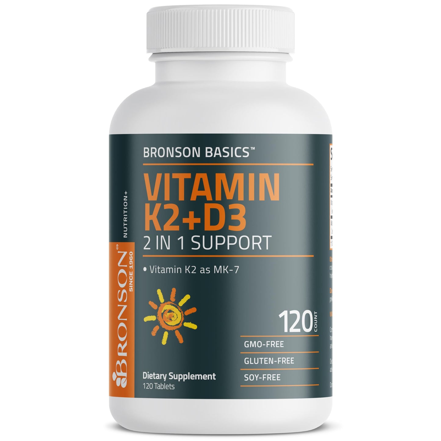 Bronson Vitamin K2 D3 (MK-7) Supplement – Non-GMO, 120 Tablets